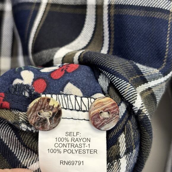 Figueroa &‎ Flower Womens Boho Indie Plaid Floral High Low Top Size M Cottage - Picture 8 of 9